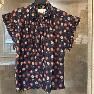 Trovata Birds of Paradis Ruffle Sleeve Shirt - Medium, like new